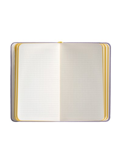 Cuaderno con gomilla antartik notes tapa dura a6 hojas cuadricula morado y amarillo 100 hojas 80 gr fsc
