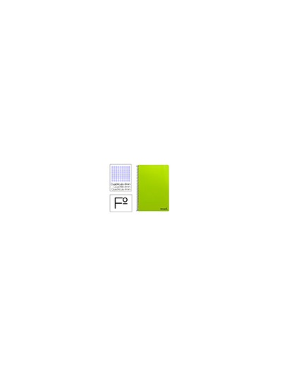Cuaderno espiral liderpapel folio smart tapa blanda 80h 60gr cuadro 4mm con margen color verde