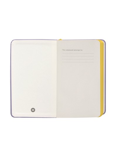 Cuaderno con gomilla antartik notes tapa dura a6 hojas rayas morado y amarillo 100 hojas 80 gr fsc