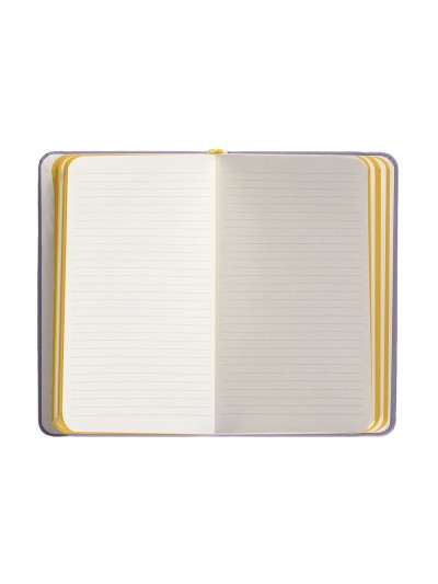 Cuaderno con gomilla antartik notes tapa dura a6 hojas rayas morado y amarillo 100 hojas 80 gr fsc