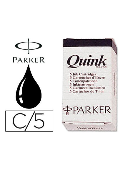 Tinta estilografica parker negra caja de 5 cartuchos