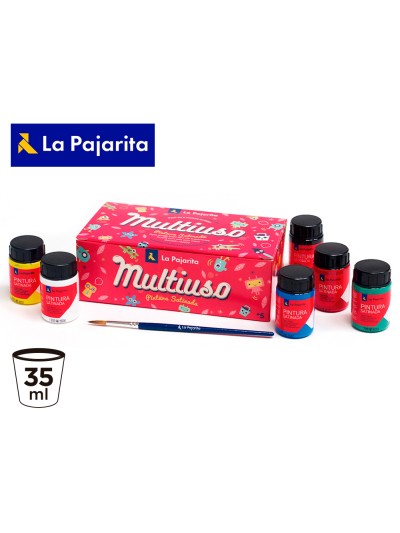 Pintura latex la pajarita satinada 35 ml caja de 6 unidades colores surtidos