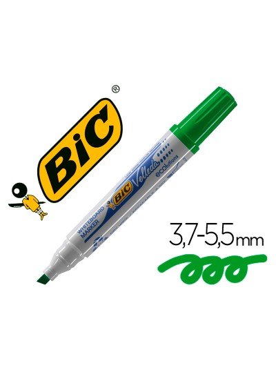 Rotulador bic velleda para pizarra verde punta biselada 5,9 mm
