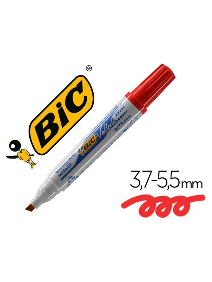 Rotulador bic velleda para pizarra rojo punta biselada 5,9 mm Rotulador bic velleda para pizarra rojo punta biselada 5,9 mm