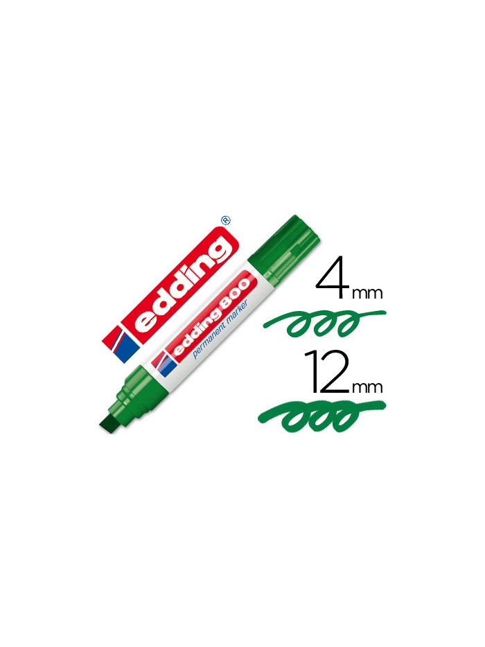 Rotulador edding marcador permanente 800 verde punta biselada 12 mm recargable Rotulador edding marcador permanente 800 verde punta biselada 12 mm recargable