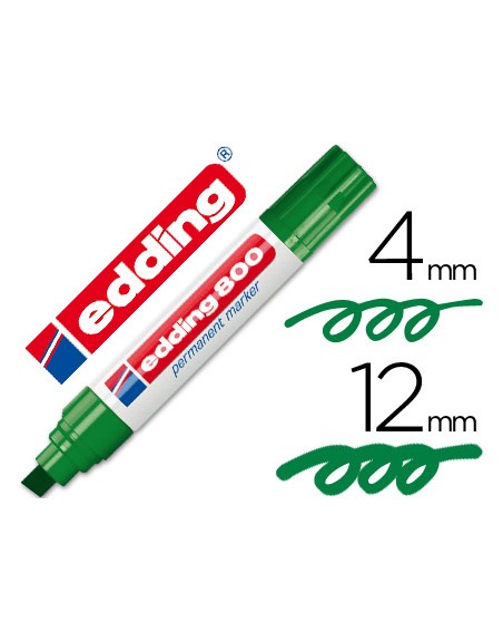 Rotulador edding marcador permanente 800 verde punta biselada 12 mm recargable