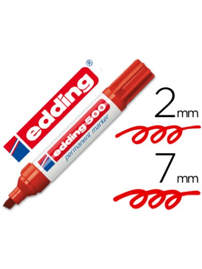 Rotulador edding marcador permanente 500 rojo punta biselada 7 mm