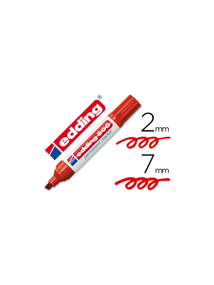 Rotulador edding marcador permanente 500 rojo punta biselada 7 mm Rotulador edding marcador permanente 500 rojo punta biselada 7 mm