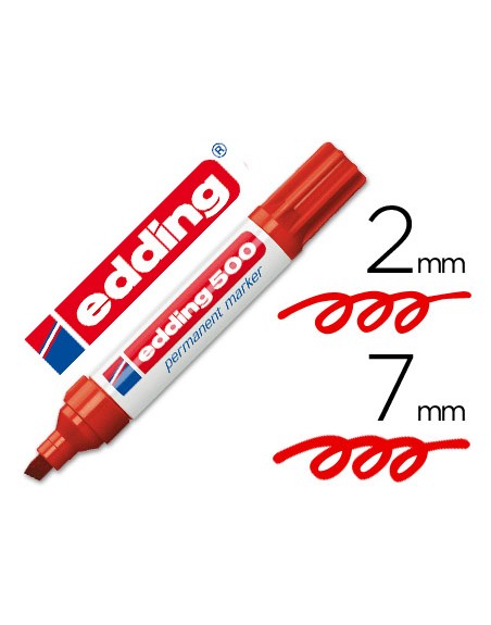 Rotulador edding marcador permanente 500 rojo punta biselada 7 mm
