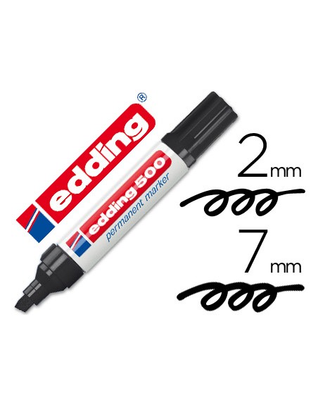 Rotulador edding marcador permanente 500 negro punta biselada 7 mm recargable