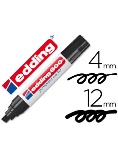 Rotulador edding marcador permanente 800 negro punta biselada 12 mm