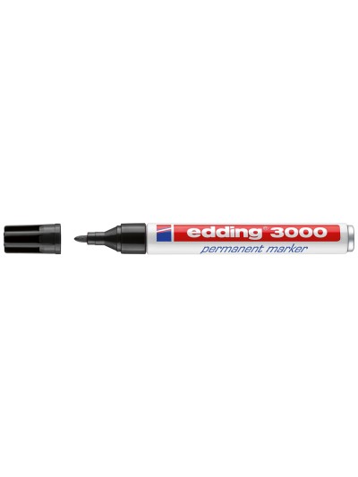 Rotulador edding marcador permanente 3000 negro punta redonda 1,5-3 mm recargable