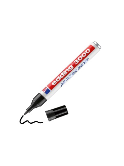 Rotulador edding marcador permanente 3000 negro punta redonda 1,5-3 mm recargable