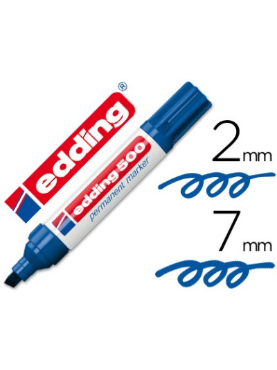 Rotulador edding marcador permanente 500 azul punta biselada 7 mm recargable