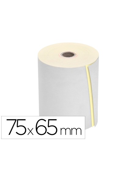 Rollo sumadora q-connect electro 75 mm ancho x 65 mm diametro copiativo con 2 hojassin bisfenol a