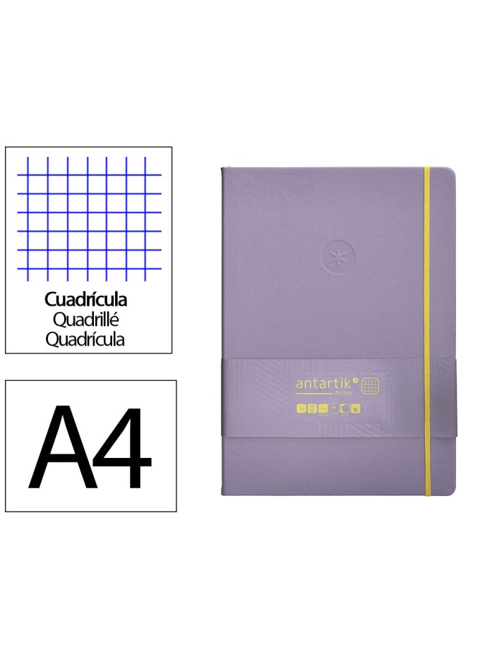 Cuaderno con gomilla antartik notes tapa dura a4 hojas cuadricula morado y amarillo 100 hojas 80 gr fsc Cuaderno con gomilla antartik notes tapa dura a4 hojas cuadricula morado y amarillo 100 hojas 80 gr fsc