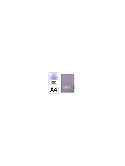 Cuaderno con gomilla antartik notes tapa dura a4 hojas cuadricula morado y amarillo 100 hojas 80 gr fsc