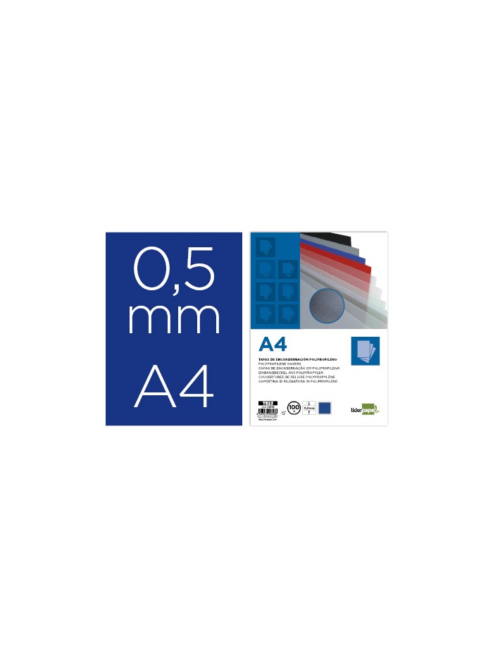 Tapa encuadernacion liderpapel polipropileno a4 0.5mm azul opaco paquete de 100 unidades Tapa encuadernacion liderpapel polipropileno a4 0.5mm azul opaco paquete de 100 unidades