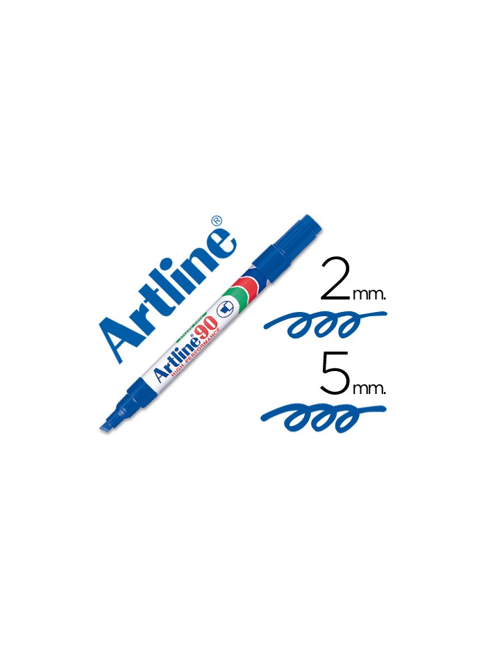 Rotulador artline marcador permanente ek-90 azul punta biselada 5 mm papel metal y cristal Rotulador artline marcador permanente ek-90 azul punta biselada 5 mm papel metal y cristal
