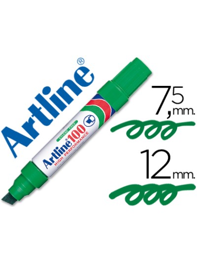 Rotulador artline marcador permanente 100 verde punta biselada
