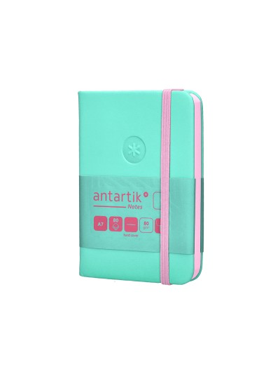 Cuaderno con gomilla antartik notes tapa dura a7 hojas lisas rosa y turquesa 80 hojas 80 gr fsc