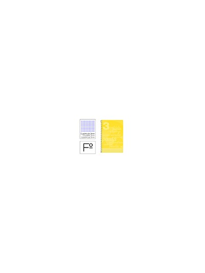 Cuaderno espiral liderpapel folio pautaguia tapa plastico 80h 75gr cuadro pautado 3mm con margen color amarillo