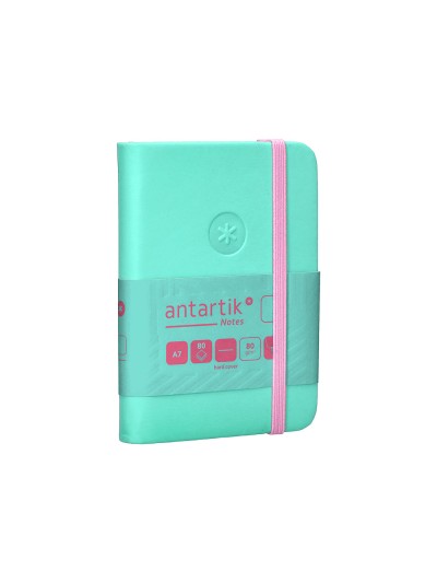 Cuaderno con gomilla antartik notes tapa dura a7 hojas lisas rosa y turquesa 80 hojas 80 gr fsc