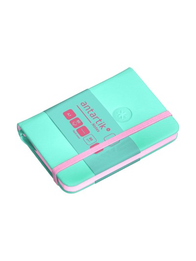 Cuaderno con gomilla antartik notes tapa dura a7 hojas lisas rosa y turquesa 80 hojas 80 gr fsc