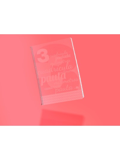 Cuaderno espiral liderpapel folio pautaguia tapa plastico 80h 75gr cuadro pautado 3mm con margen color rojo