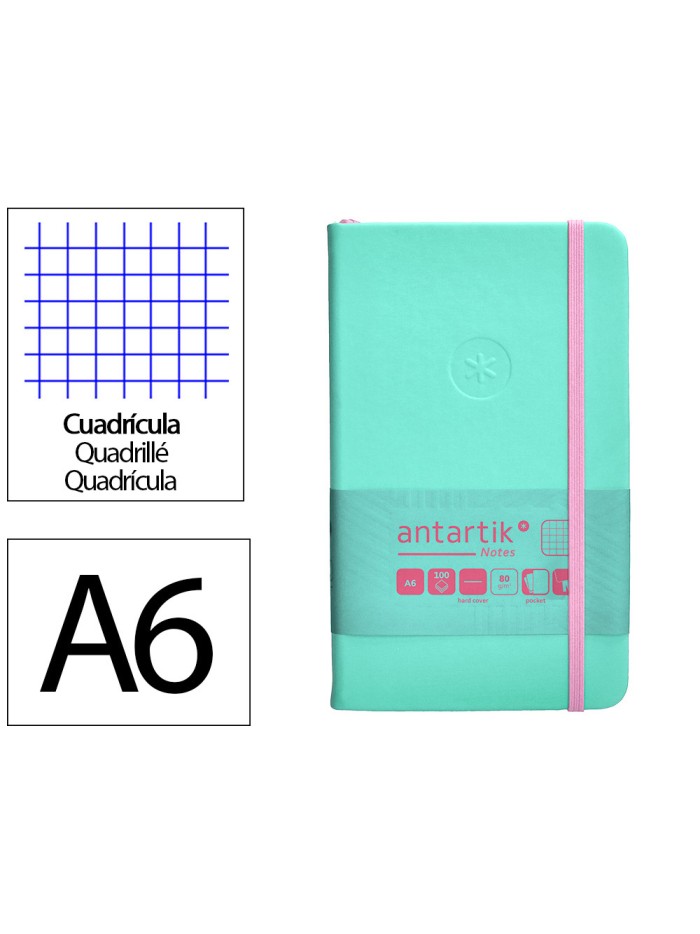 Cuaderno con gomilla antartik notes tapa dura a6 hojas cuadricula rosa y turquesa 100 hojas 80 gr fsc Cuaderno con gomilla antartik notes tapa dura a6 hojas cuadricula rosa y turquesa 100 hojas 80 gr fsc