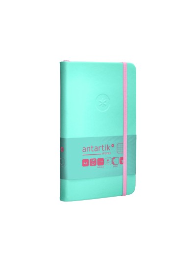 Cuaderno con gomilla antartik notes tapa dura a6 hojas cuadricula rosa y turquesa 100 hojas 80 gr fsc