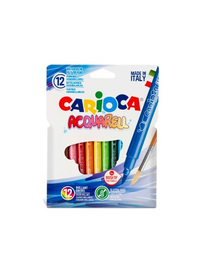 Rotulador carioca aquarelle punta de pincel caja de 12 colores surtidos