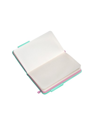 Cuaderno con gomilla antartik notes tapa dura a6 hojas cuadricula rosa y turquesa 100 hojas 80 gr fsc