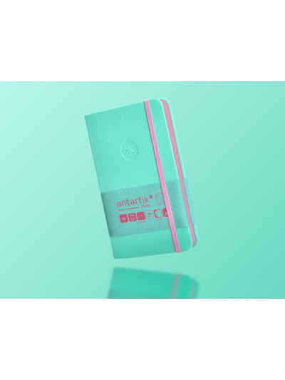 Cuaderno con gomilla antartik notes tapa dura a6 hojas cuadricula rosa y turquesa 100 hojas 80 gr fsc