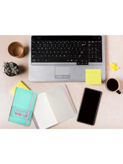 Cuaderno con gomilla antartik notes tapa dura a6 hojas cuadricula rosa y turquesa 100 hojas 80 gr fsc