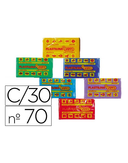 Plastilina jovi 70 tamaño pequeño caja de 30 unidades colores surtidos