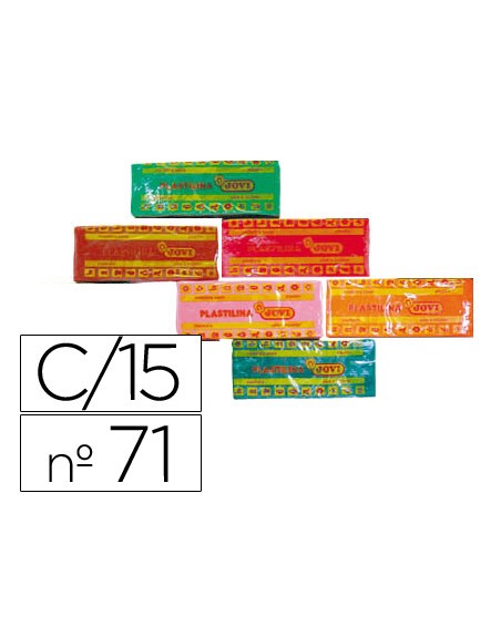 Plastilina jovi 71 tamaño mediano caja de 15 unidades colores surtidos