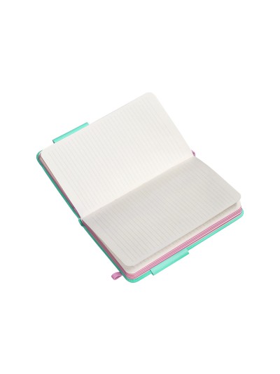Cuaderno con gomilla antartik notes tapa dura a6 hojas rayas rosa y turquesa 100 hojas 80 gr fsc