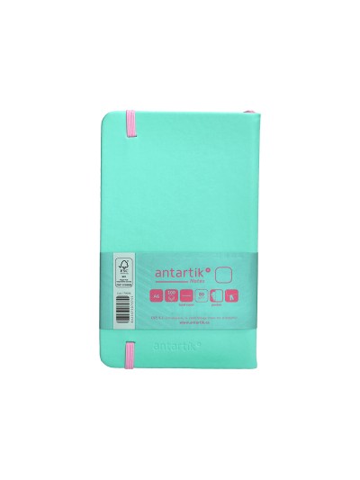 Cuaderno con gomilla antartik notes tapa dura a6 hojas lisas rosa y turquesa 100 hojas 80 gr fsc