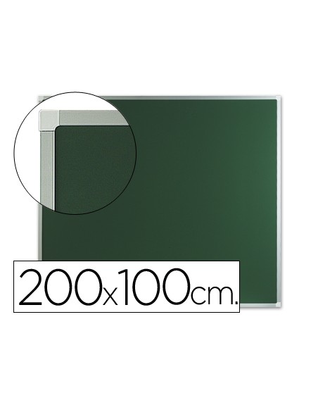 Pizarra verde q-connect mural marco de aluminio 200x100 cm sin repisa