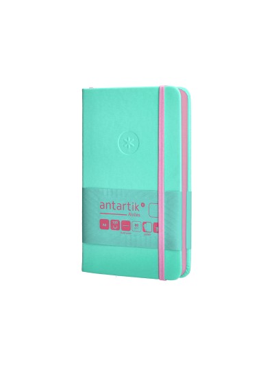 Cuaderno con gomilla antartik notes tapa dura a6 hojas lisas rosa y turquesa 100 hojas 80 gr fsc