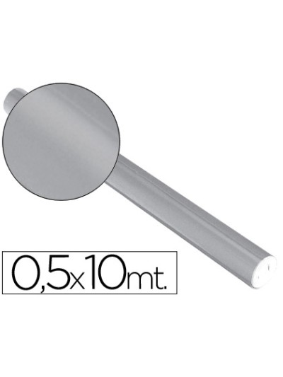 Papel metalizado plata rollo continuo de 0,5 x 10 mt