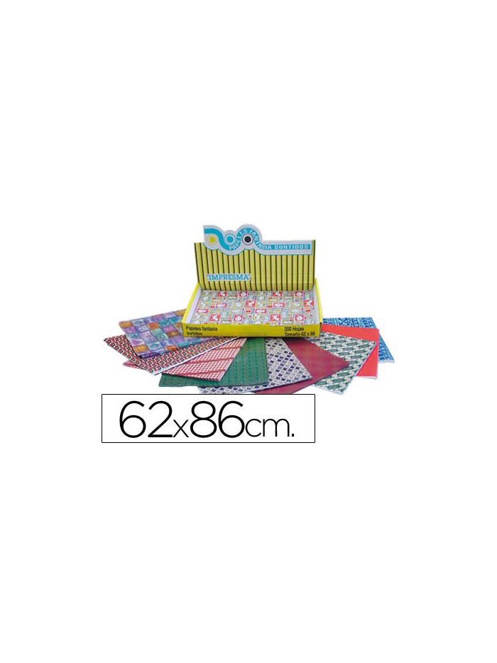 Papel de regalo impresma 62x86 cm caja de 200 hojas diseños surtidos gramaje 40g/m2 Papel de regalo impresma 62x86 cm caja de 200 hojas diseños surtidos gramaje 40g/m2