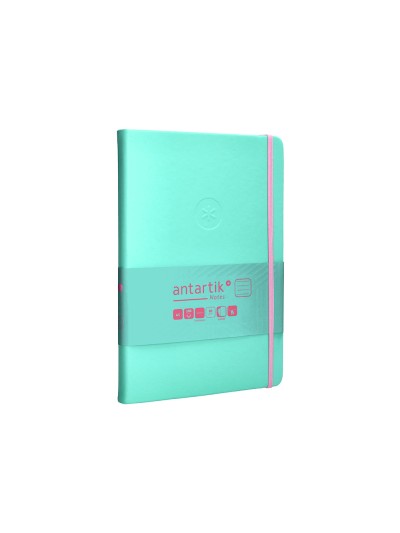 Cuaderno con gomilla antartik notes tapa dura a5 hojas cuadricula rosa y turquesa 100 hojas 80 gr fsc