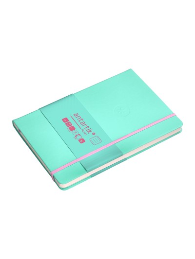 Cuaderno con gomilla antartik notes tapa dura a5 hojas cuadricula rosa y turquesa 100 hojas 80 gr fsc