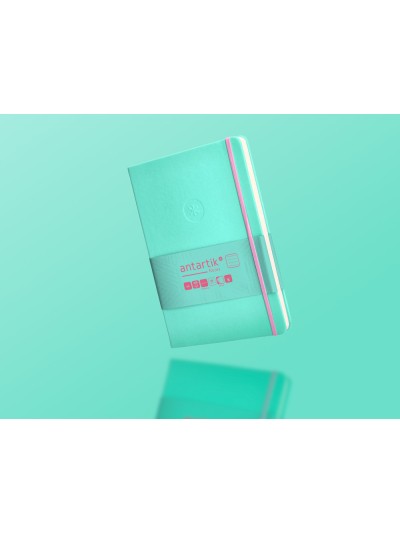 Cuaderno con gomilla antartik notes tapa dura a5 hojas cuadricula rosa y turquesa 100 hojas 80 gr fsc