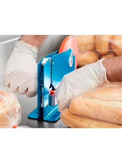 Maquina cierra bolsa q-connect metalica pintada color azul