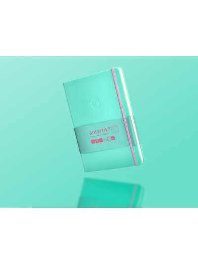 Cuaderno con gomilla antartik notes tapa dura a5 hojas rayas rosa y turquesa 100 hojas 80 gr fsc