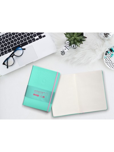 Cuaderno con gomilla antartik notes tapa dura a5 hojas rayas rosa y turquesa 100 hojas 80 gr fsc