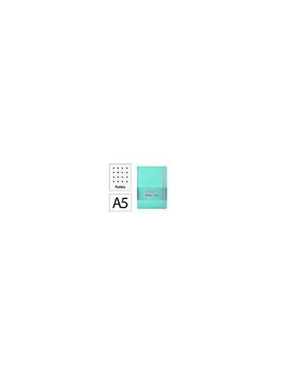 Cuaderno con gomilla antartik notes tapa dura a5 hojas puntos rosa y turquesa 100 hojas 80 gr fsc
